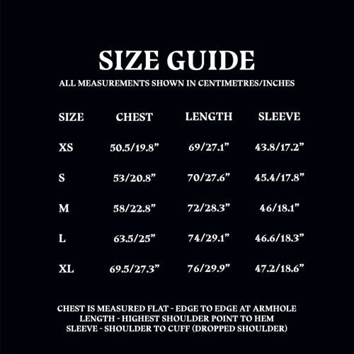 Size Guide Adult Lounge Top