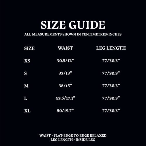 Size Guide Adult PJ Bottoms