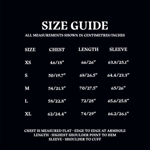 Size Guide Adult PJ Top