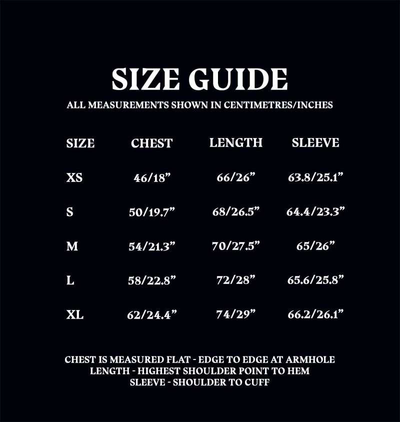 Size Guide Adult PJ Top