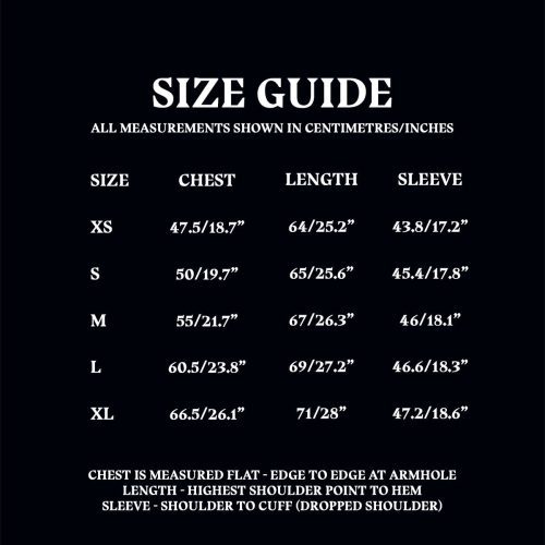 Size Guide Adult Snit Top