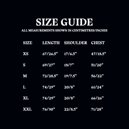 Size Guide Fawkes Hoodie