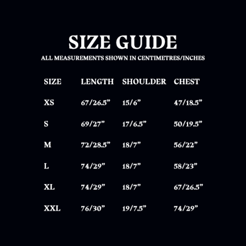 Size Guide Griffin Hoodie