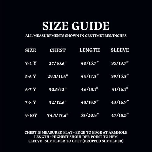 Size Guide Kids PJ Top