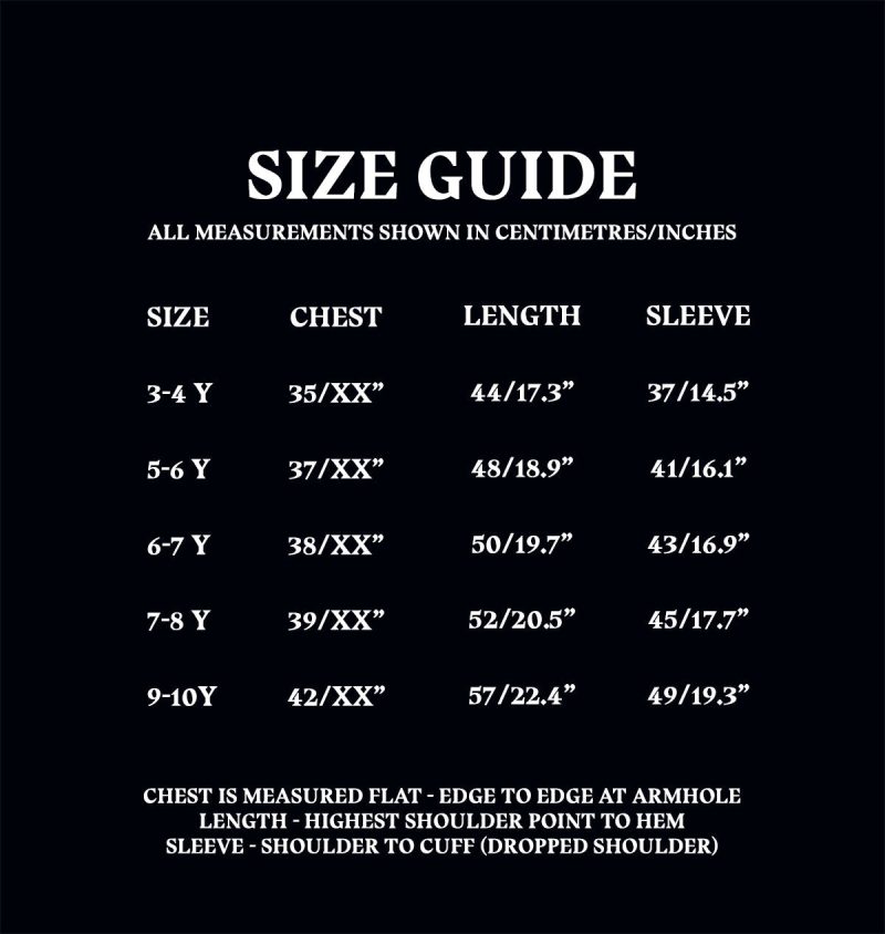 Size Guide Kids Sweatshirt