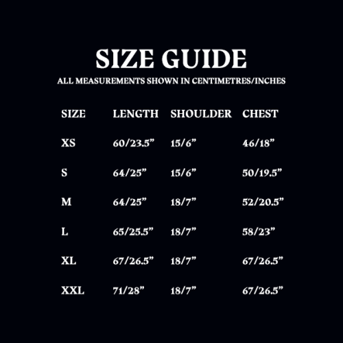 Size Guide Ladies Fawkes TShirt