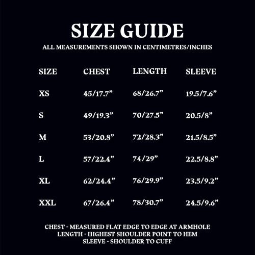 Size Guide MH25 TSHIRT